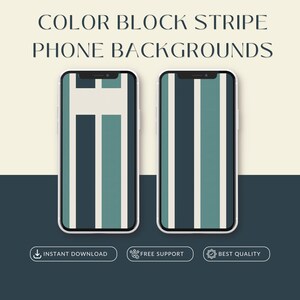Sfondo per smartphone a strisce a blocchi di colore / Sfondo per dispositivi mobili iOS Apple Android / Download digitale Stampa dipinta a mano a colori vivaci