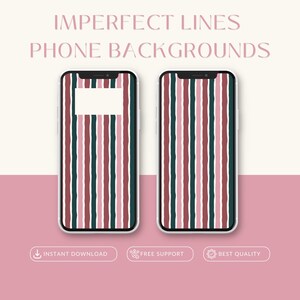 Sfondo per smartphone con linee imperfette / Schermata iniziale a strisce per iPhone / Schermata di blocco Android con linee artistiche / Motivo digitale dipinto a mano