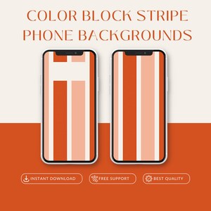 Sfondo per smartphone a strisce a blocchi di colore / Sfondo per dispositivi mobili iOS Apple Android / Download digitale Stampa dipinta a mano a colori vivaci