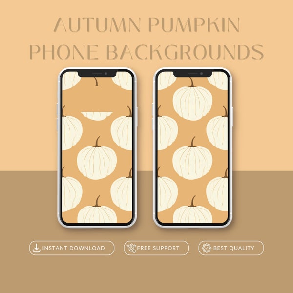 Minimalist Autumn Pumpkin Pattern | iPhone Android Wallpaper | Cozy Fall Mobile Phone Background | Soft Halloween Lock Screen