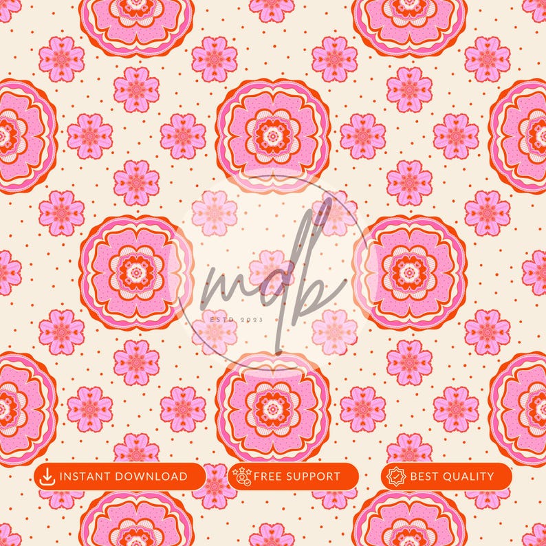 Pink Floral Seamless Pattern – Digital Download - Etsy