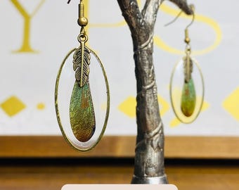 Iridescent Dragonfly Wing Earrings, Dragonfly Earrings, Fairy Wing Earrings made from Real Wings, Fairycore Jewelry Gift