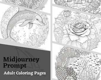 Coloring Pages Midjourney Prompts, High Quality Midjourney Guide for Coloring  Books Adults and Children, for Ebook, Prompt Template 