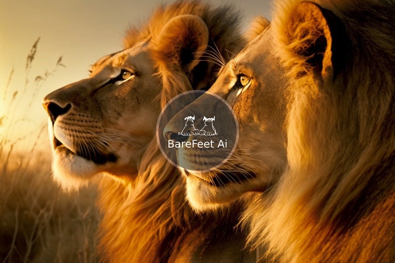 Lions Realistic National Geographic animal wall art portrait Midjourney prompt