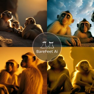 Monkeys Realistic National Geographic animal wall art portrait Midjourney prompt