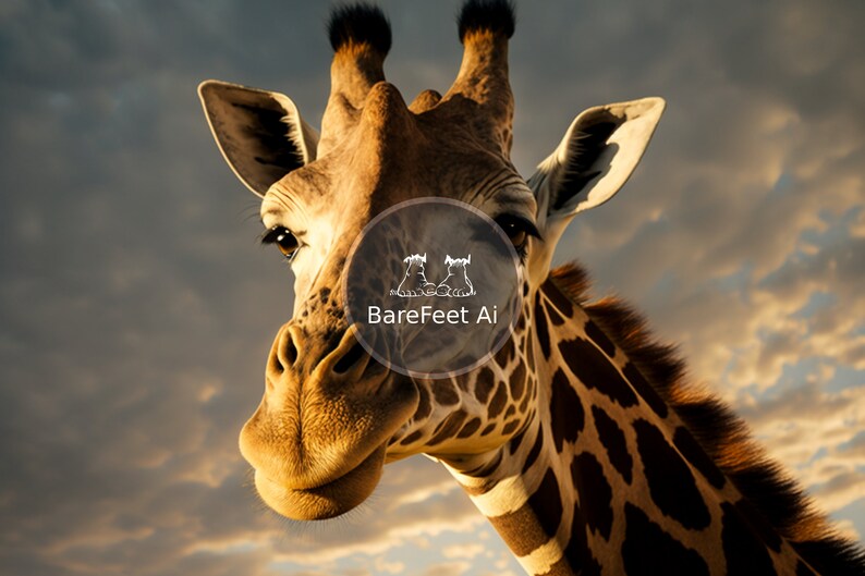 Giraffe Realistic National Geographic animal wall art portrait Midjourney prompt