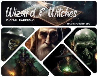 Wizards & Witches digital paper, Evil background, Wizard scrapbook, Witches journal, AI digital art, Warlocks , wicked sorcerer