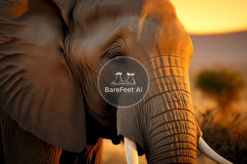 Elephant Realistic National Geographic animal wall art portrait Midjourney prompt