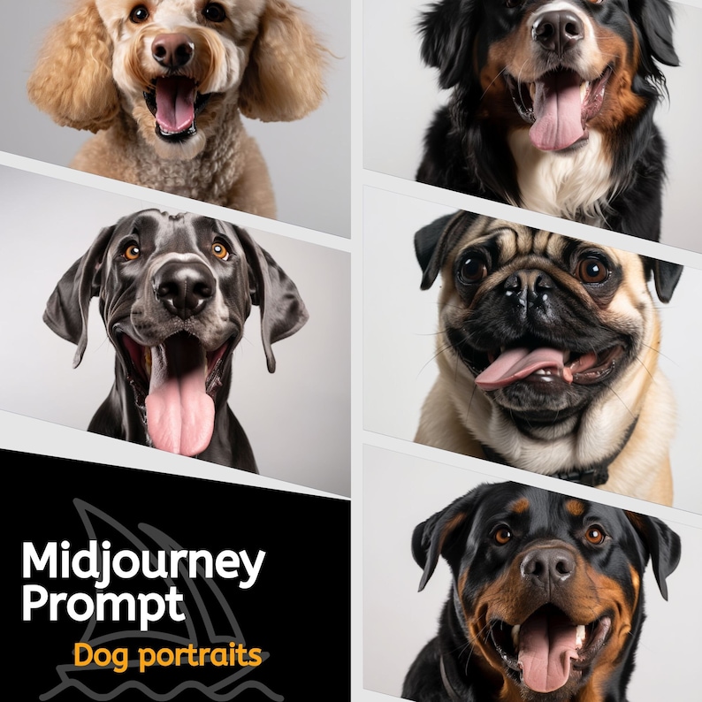 Realistic dog portraits Midjourney AI prompt