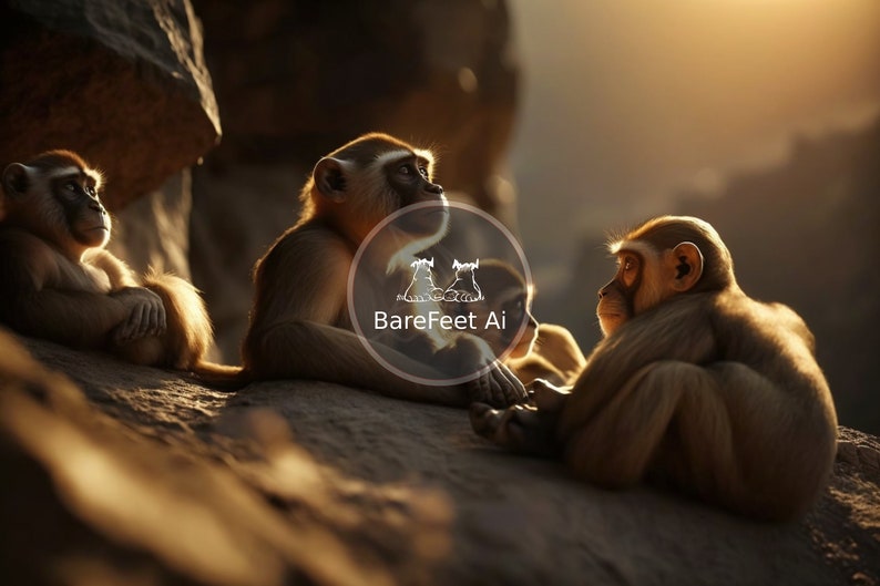 Monkeys Realistic National Geographic animal wall art portrait Midjourney prompt