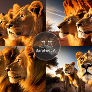 Lions Realistic National Geographic animal wall art portrait Midjourney prompt