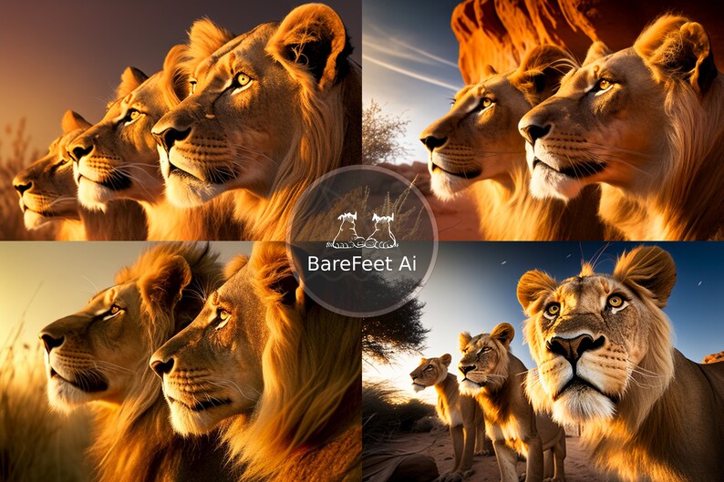 Lions Realistic National Geographic animal wall art portrait Midjourney prompt