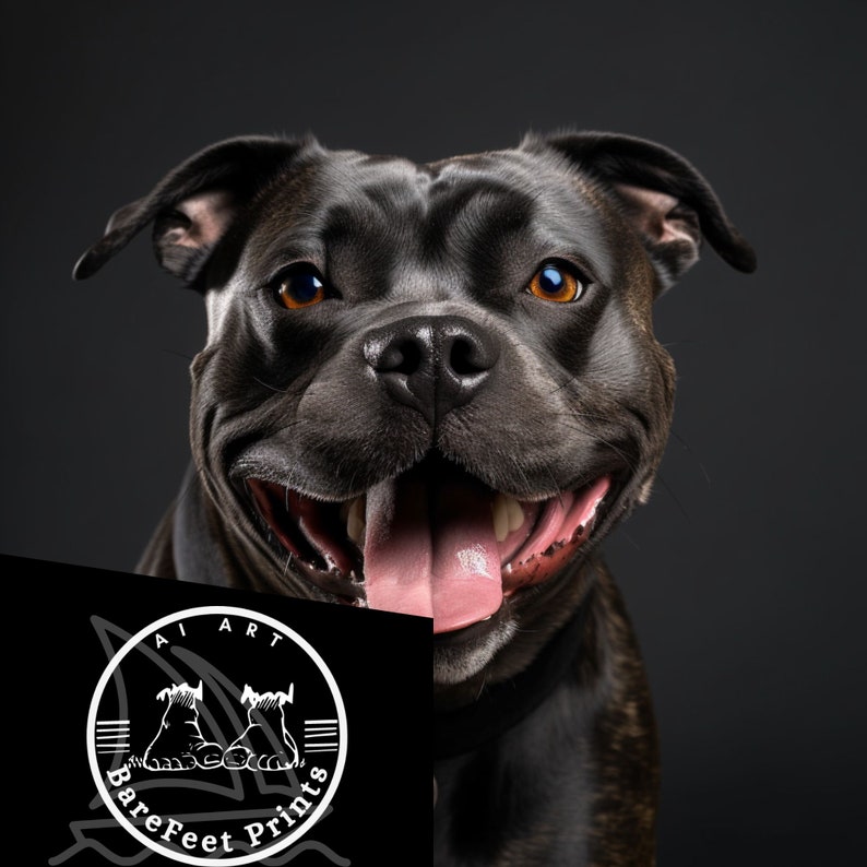 Staffordshire bull terrier dog portraits Midjourney AI prompt