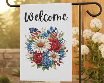 4th of July Garden Flag, July 4th Garden Flag, Patriotic Garden Flag, Summer Garden Flag, Patriotic Garden Flags, Patriotic Garland USA Flag