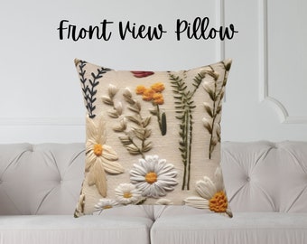 Wildflowers Pillow, Wildflower Pillow, Square Wildflowers Pillow, Floral Throw Pillow, Botanical Pillow, Cottagecore Decor, Floral Pillow