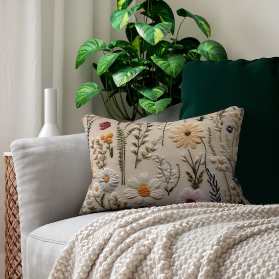 Wildflowers Pillow, Wildflowers Lumbar Throw Pillow, Wildflower Nursery Decor, Botanical Pillow, Floral Pillow, Floral Throw Pillow, Pillow