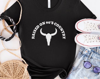 Raised on 90s Country Classic Country T-Shirt, Music Shirt, Cowgirl Shirt, Western Southern Country Concert Tee, Country Music, Rodeo Shirt