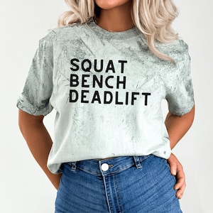 Squat Bench Deadlifting Powerlifting Comfort Colors Workout T-Shirt, Weightlifting, Lift Heavy, Barbell Shirt, Gym Lover Gift, Crossfit Tee