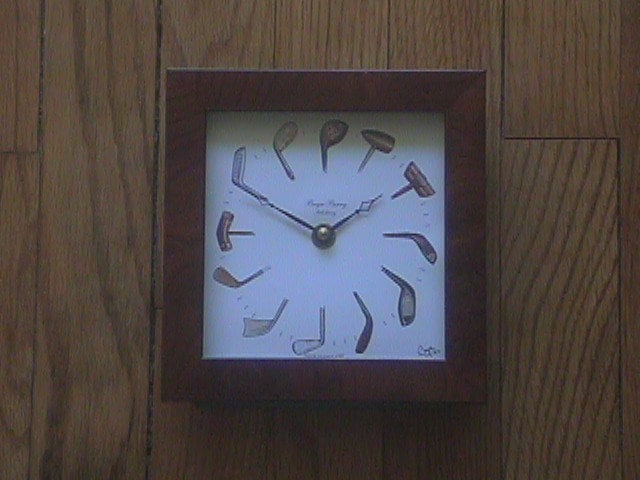 Bryn Parry Desk Top "Golfers" Clock- Made In England 1995 - Signed Bryn '95