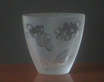 Vintage Etched Crystal Flower Vase - Art Nouveau Style