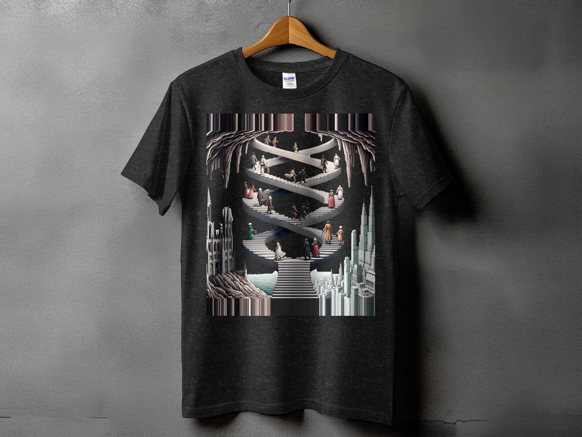 90'S HEAVY Optical Illusion T-shirt, Men's S size, Vintage cotton white type Vintage Second Hand