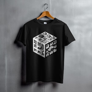 M.C. Escher Surreal Morphing geometric T-Shirt, Unisex Short Sleeve T-Shirt, Gift for Him or Her, Birthday Gift, Graphic tee shirt