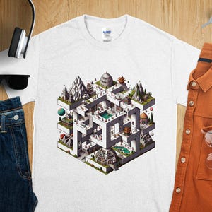 Intricate patterns Geometric landscapes t-shirt yoga gift nature Tshirt fashion womens graphic tee shirt minimalist art shirt men