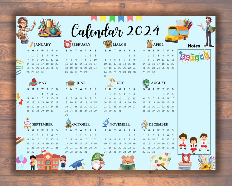 Editable Printable Yearly Calendar 2024 Year at a Glance - Etsy Australia