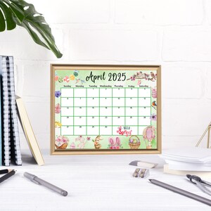 Editable Fillable April 2025 Calendar for Happy Easter, Cute Bunnies