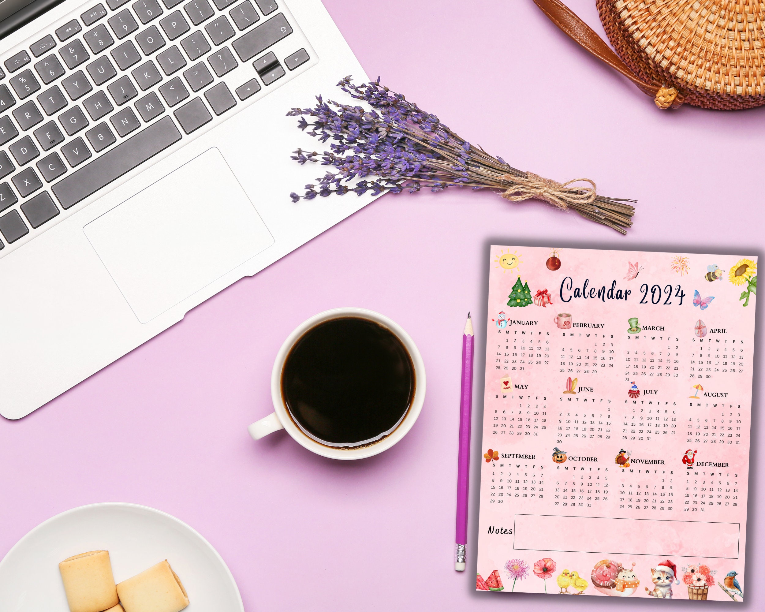 Editable Printable Yearly Calendar 2024 Year at a Glance - Etsy Australia