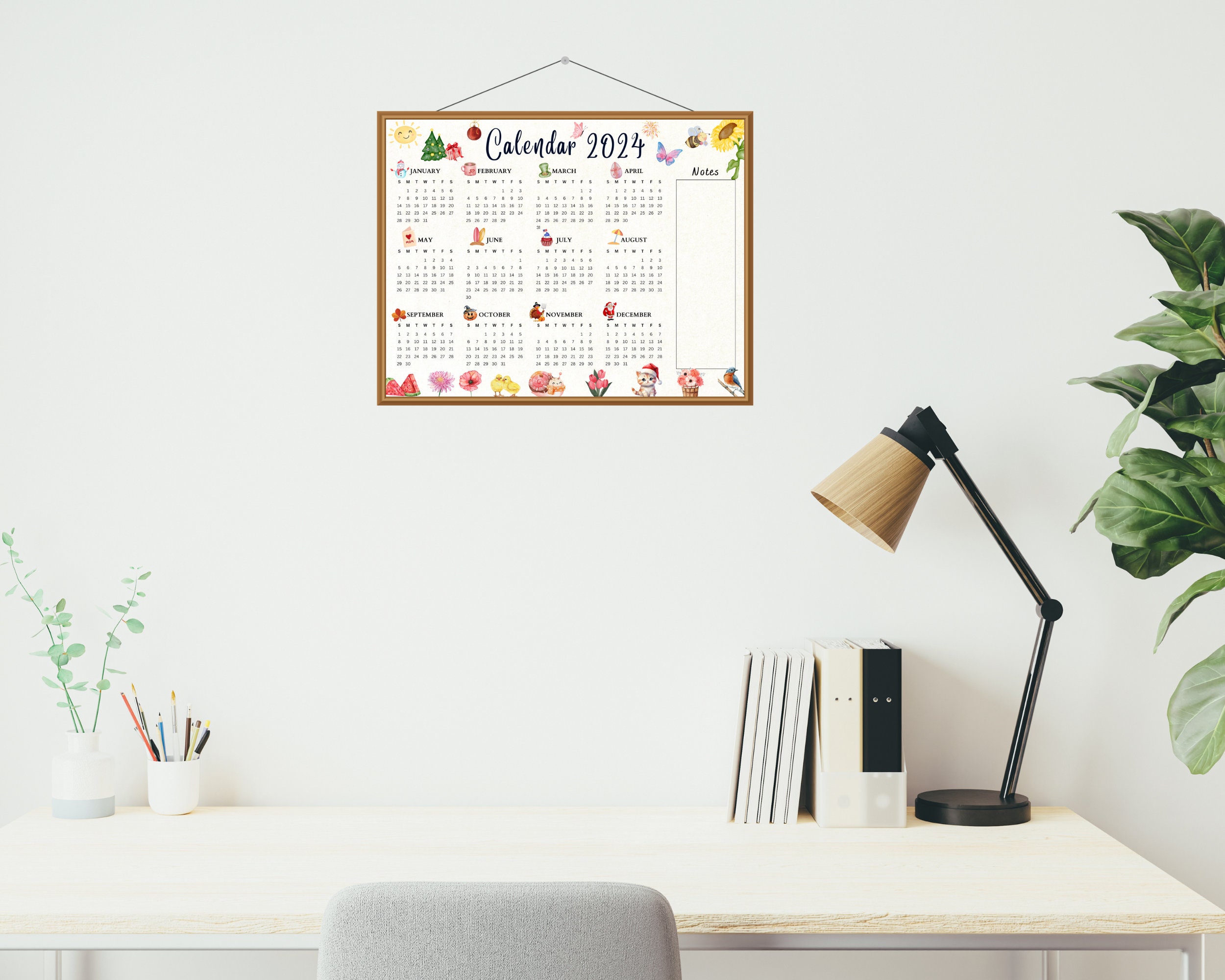 Editable Printable Yearly Calendar 2024 Year at a Glance - Etsy Australia