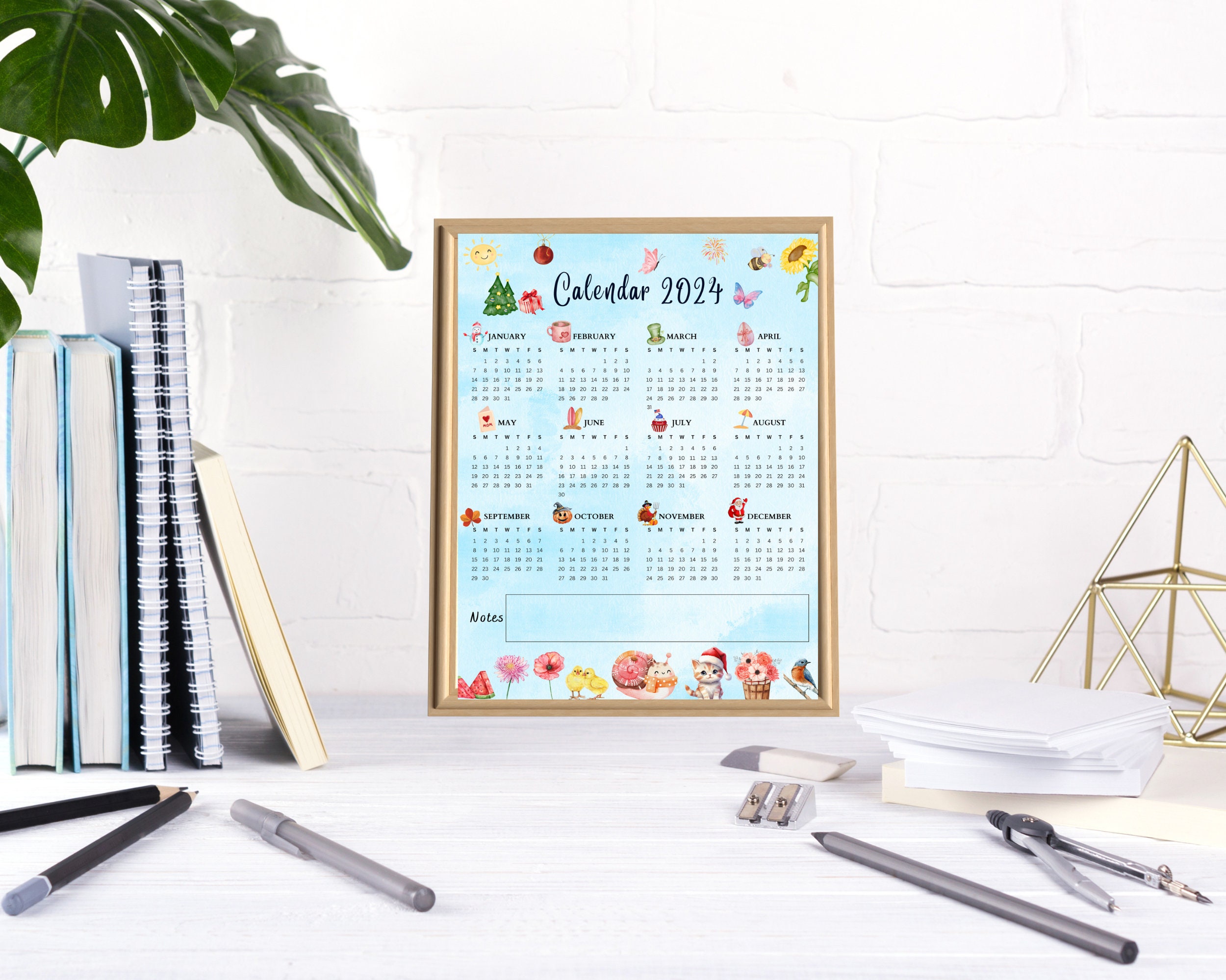Editable Printable Yearly Calendar 2024 Year at a Glance - Etsy Australia
