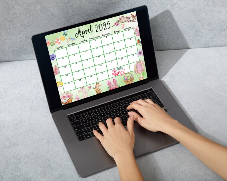 Editable Fillable April 2025 Calendar for Happy Easter, Cute Bunnies