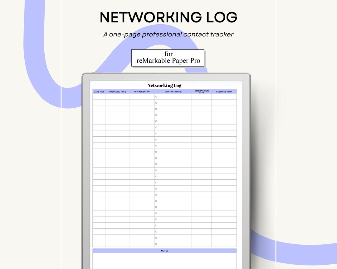 Computer Networking Log Networking Log for Remarkable Paper Pro Single Page Template - Etsy