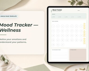 Mood Tracker - Wellness Single Page Template for Digital Planner