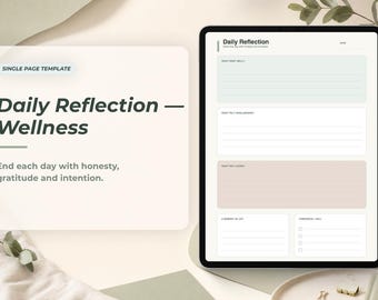 Daily Reflection - Wellness for Digital Planning, Single Page Template