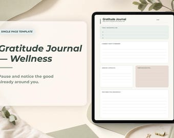 Gratitude Journal - Wellness Single Page Template for Digital Planner