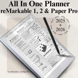 For reMarkable 1, 2 & Paper Pro All In One Digital Planner, 2025, 2026, Digital Journal, Daily Planner, Weekly, Journal remarkable templates