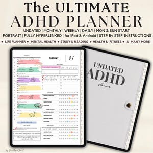 The Ultimate ADHD Digital Planner, Undated Digital Planner, GoodNotes Planner, ADHD Planner, iPad Planner, Adult ADHD Planner, Daily, Weekly