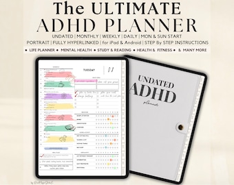 The Ultimate ADHD Digital Planner, Undated Digital Planner, GoodNotes Planner, ADHD Planner, iPad Planner, Adult ADHD Planner, Daily, Weekly