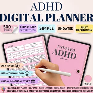 ADHD Digital Planner, Undated Digital Planner, GoodNotes Planner, ADHD Planner, iPad Planner, Adult ADHD Planner, Daily, Weekly Adhd Planner