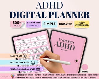 ADHD Digital Planner, Undated Digital Planner, GoodNotes Planner, ADHD Planner, iPad Planner, Adult ADHD Planner, Daily, Weekly Adhd Planner