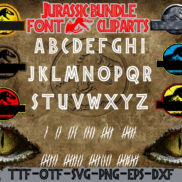 Jurassic Font Png SVG Eps Dxf Bundle, Dinosaur Font Cliparts Bundle, Jurassic Font, Jurassic Cliparts, Dino SVG, Dino font svg, Jurassic png