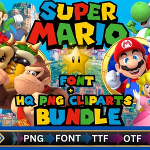 Super Mario Bundle Super Mario PNG and Font, Super Mario, Super Mario Bundle Mario bros Alphabet Svg, Mario bros, Font Svg