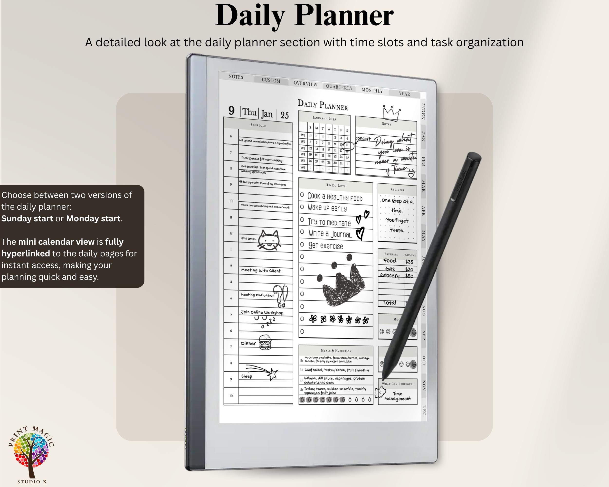For Remarkable 1, 2 & Paper Pro All in One Digital Planner, 2025, 2026 ...