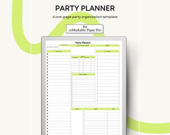 Party Planner for reMarkable Paper Pro Single Page Template