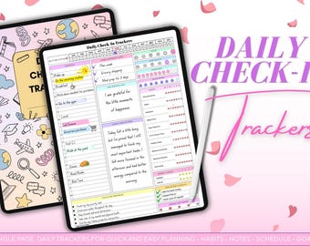 Daily Check-In Trackers Rainbow Single Page Template for Digital Planner