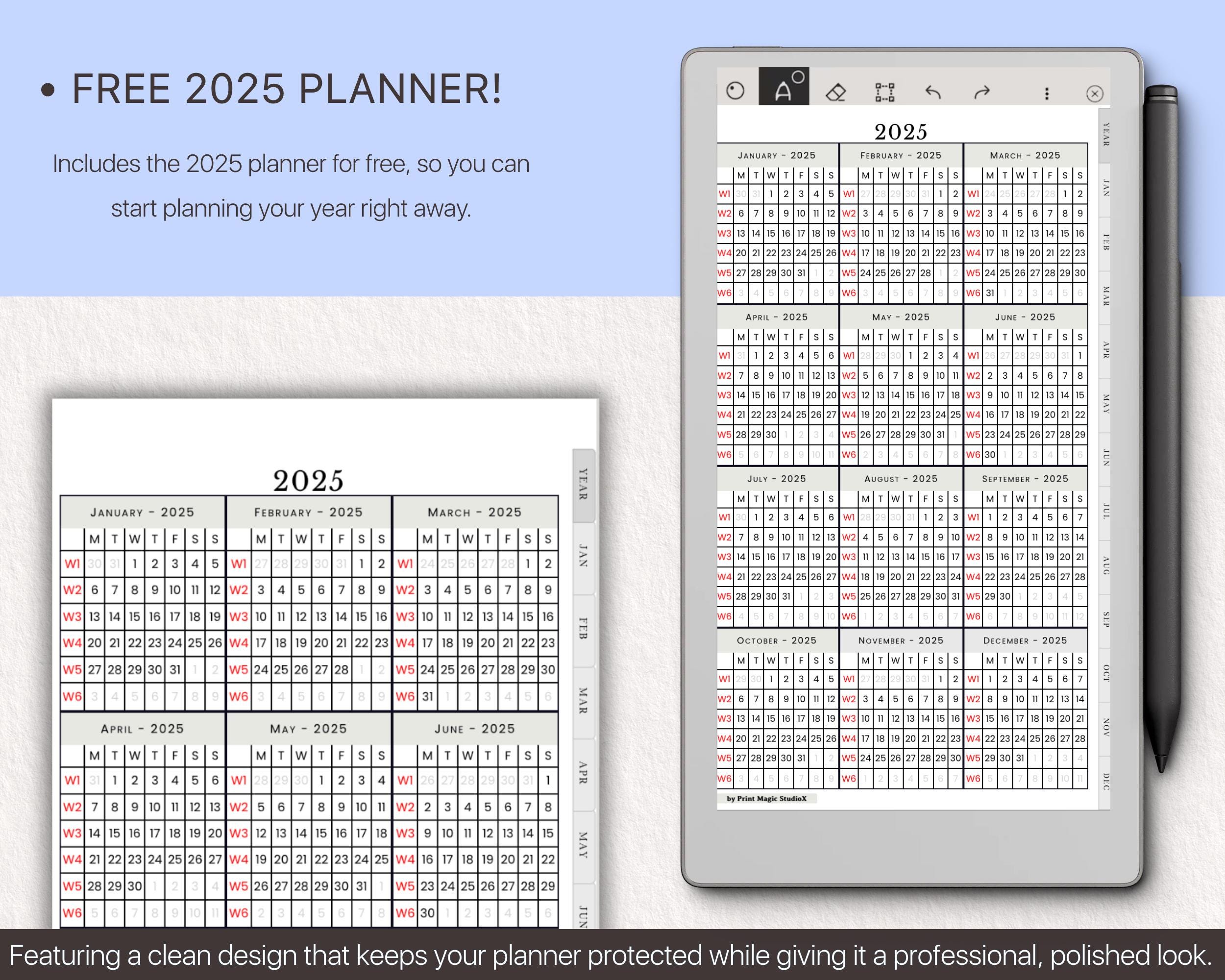 Daily Planner for Remarkable Paper Pro Move Tablets, Eink Templates ...