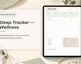 Sleep Tracker - Wellness Single Page Template for Digital Planner
