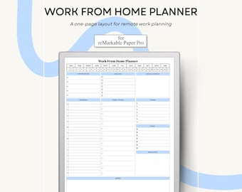 Work From Home Planner for reMarkable Paper Pro Single Page Template